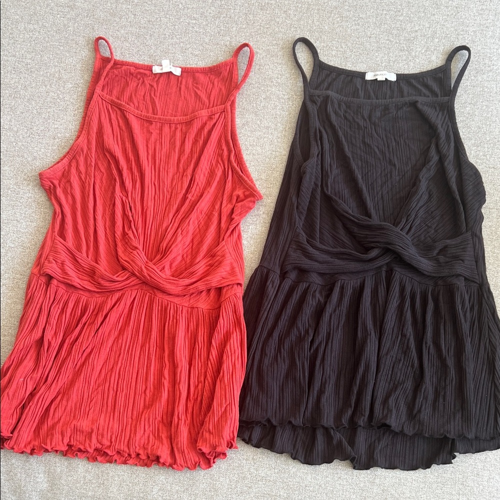 Orange and Black Sleeveless Tank Tops